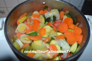 Merlu à la vapeur et légumes au curry