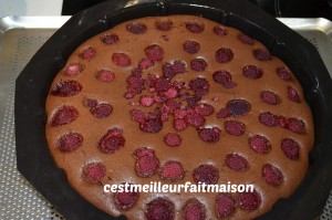 Fondant au chocolat et aux framboises