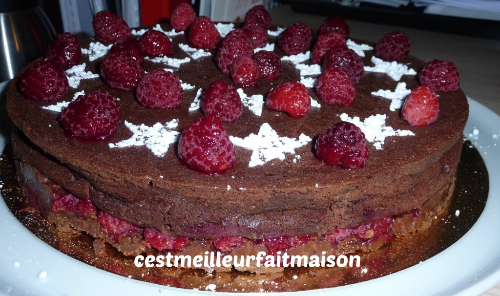 Crousti-fondant au chocolat et aux framboises