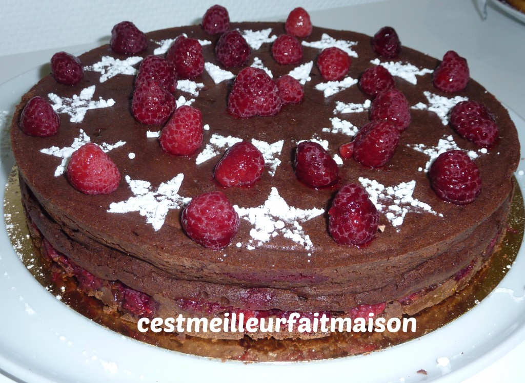 Crousti-fondant au chocolat et aux framboises