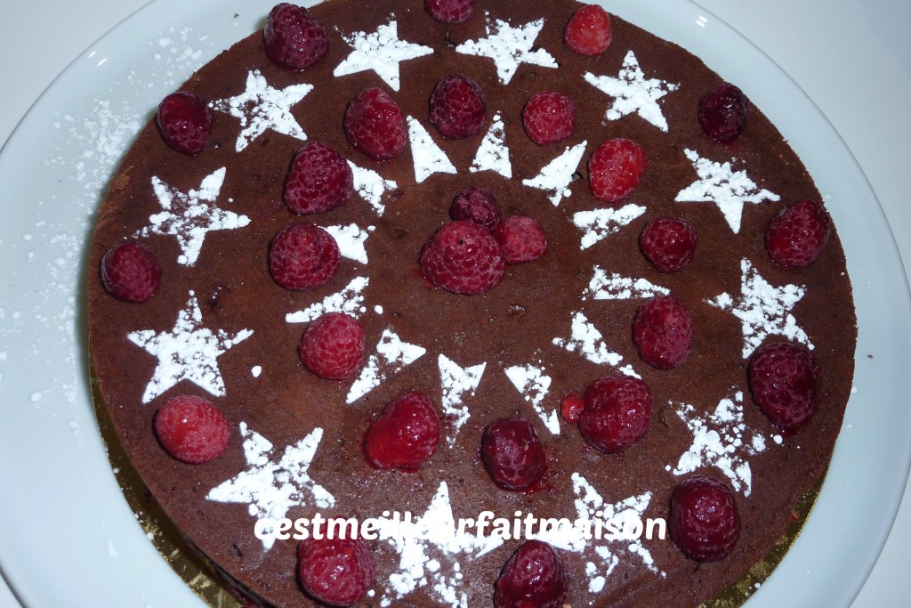 Crousti-fondant au chocolat et aux framboises