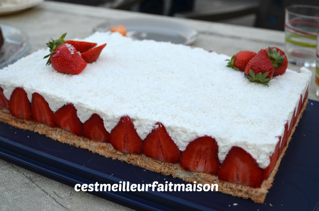 Gâteau noix de coco vanille fraise