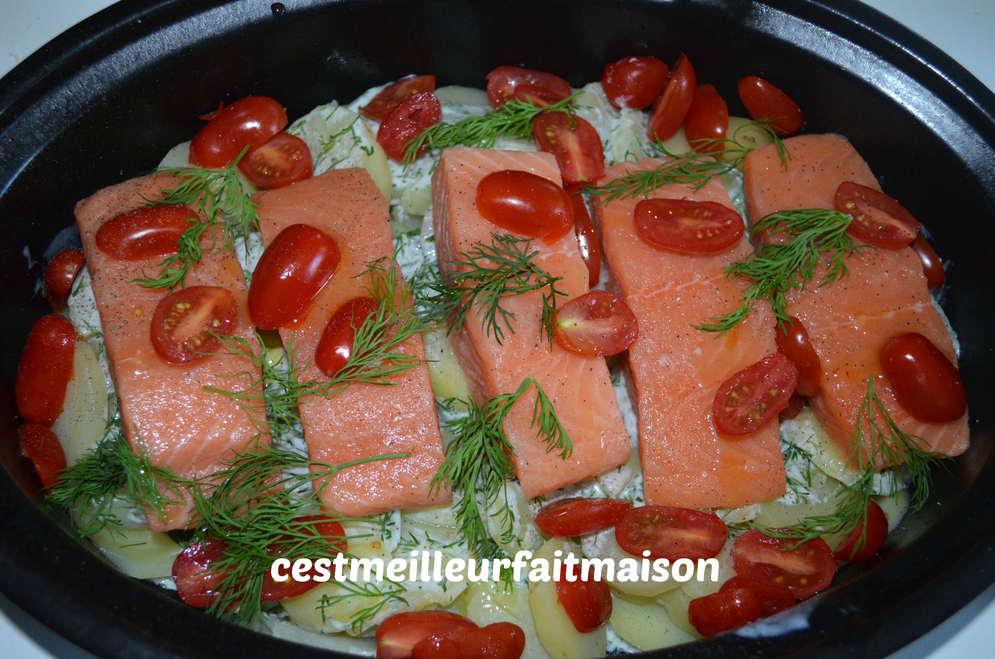 Gratin de pommes de terre au saumon