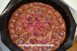 Fondant au chocolat et aux framboises