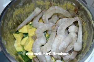 Crevettes au curry et au courgettes