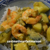 Crevettes au curry et au courgettes