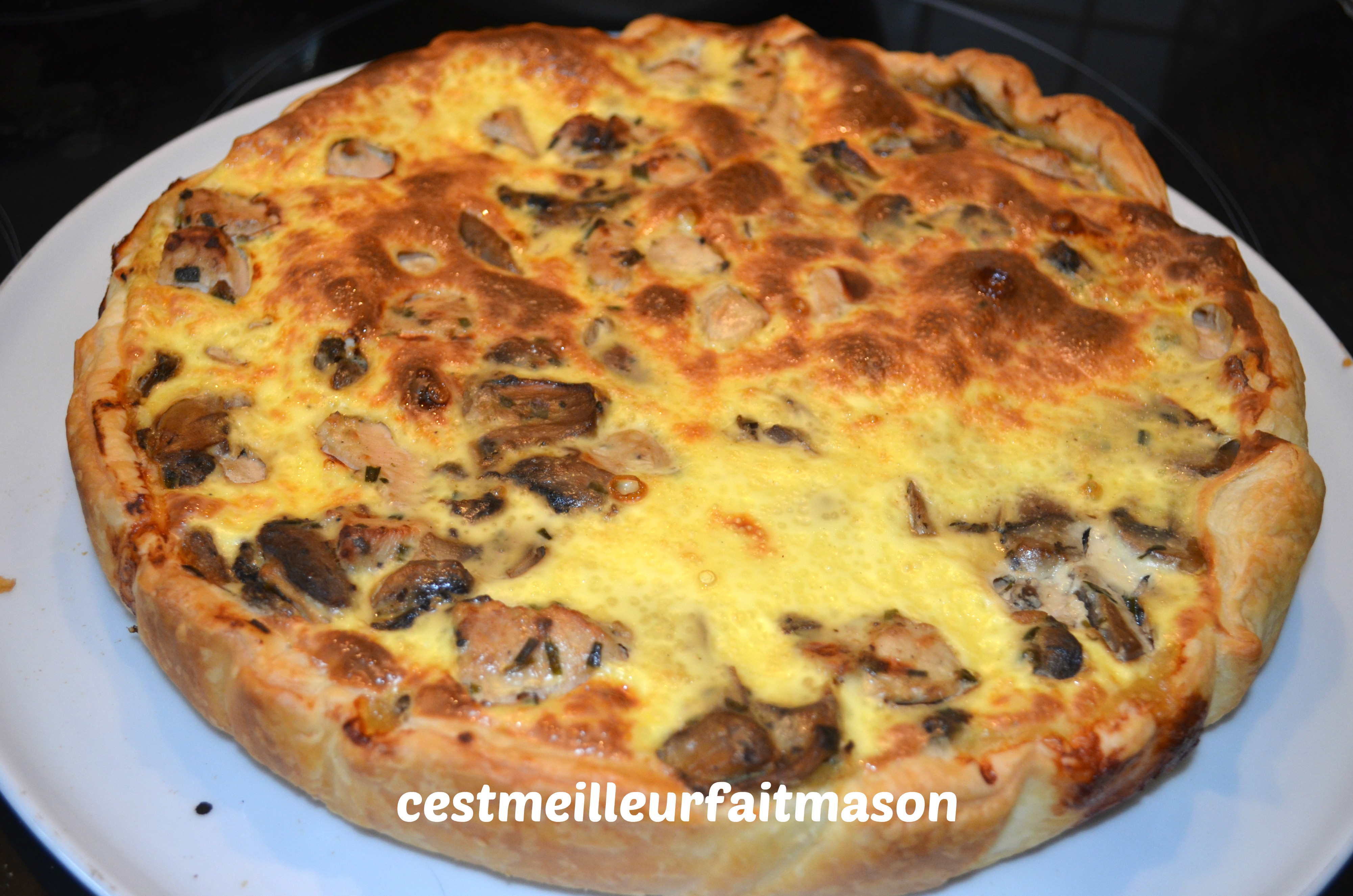 Quiche au poulet et aux champignons